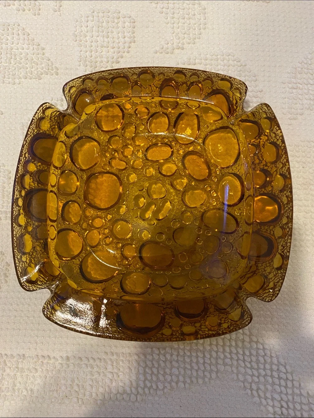 Amber Bubble Glass Ashtray - Home Accents